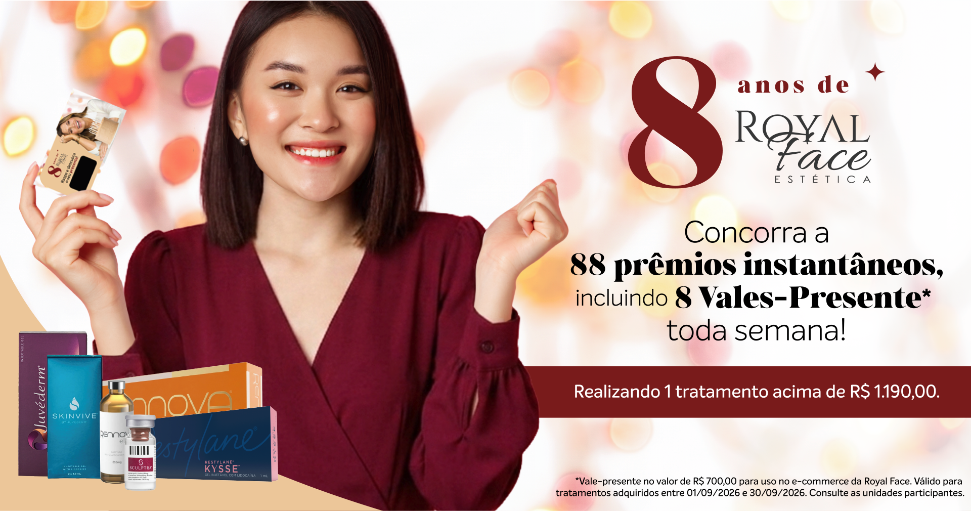 Royal Face Estética — 8 anos, concorra a 88 prêmios instantâneos